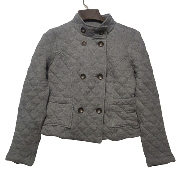 Gray Double Brested Quilted Jacket S - Picture 1 of 10